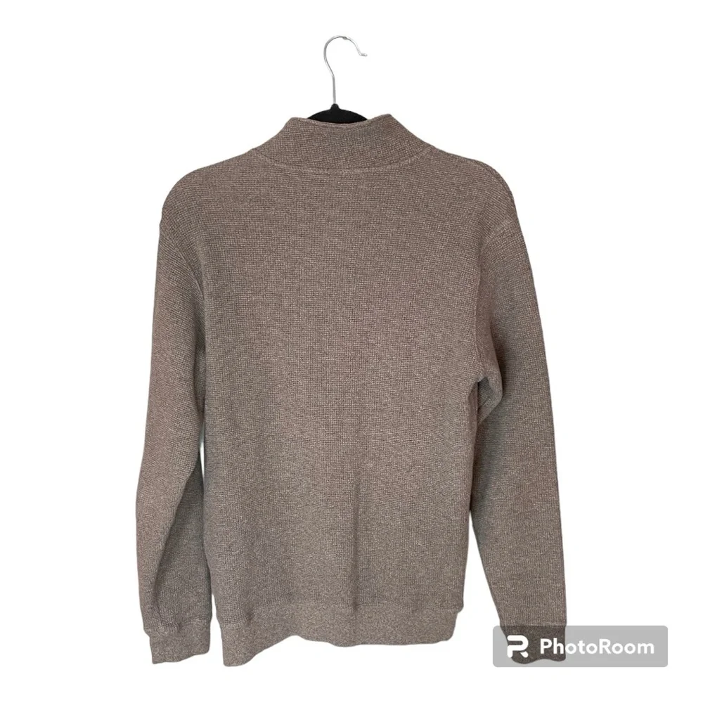 Woolrich Brown Waffle Knit Quarter Zip 100% Cotton‎ Pullover Size Medium